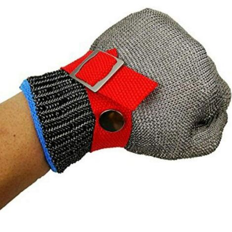 Gant Anti Coupures, Gant de Boucher, Maille d'acier Inoxydable, Protection de Niveau 5, Gant de Travail pour Abattage, Sculpture Sur Bois, Trancheuse à Mandoline (Taille L) (1/5)