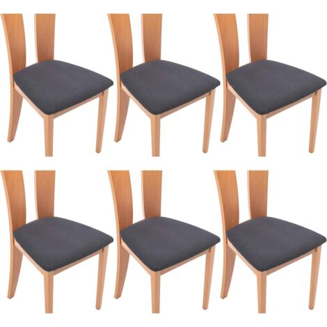 Housses de siège de Chaise,Siège de Chaise Couvre 6 pièces Housse de Salle à Manger Spandex Amovible Salle à Manger Stretch Couverture de Chaise(6 pièces,Gris) (1/5)