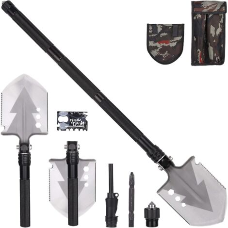 Pelle pliante de 78 cm, pelle polyvalente, combinaisons de 3 longueurs, pelle de camping pelle pliante à 180 degrés, convient pour la randonnée en plein air, la chasse, l'exploration, le jardin, etc. (1/5)