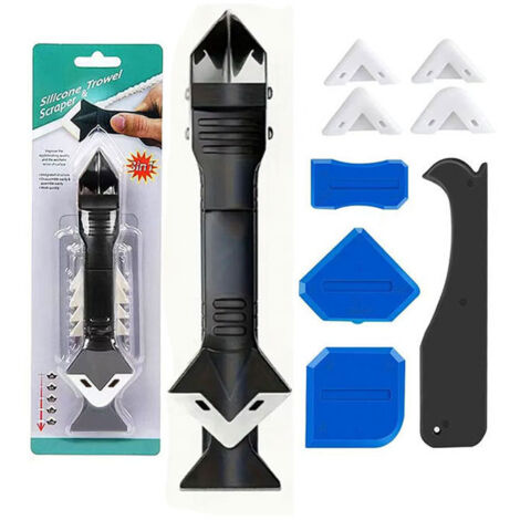 Outil 3-en-1 pour joints silicone, grattoir nettoyeur avec 5 embouts interchangeables (1/4)