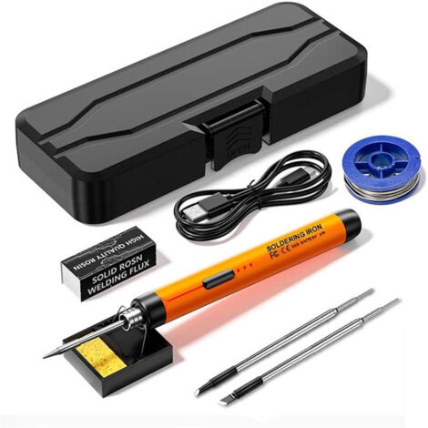 Kit fer à souder rechargeable USB sans fil, portable avec 3 pointes et réglage de température (1/5)