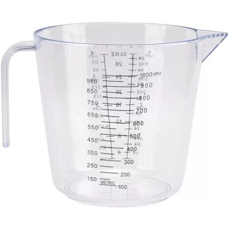 Verre gradué plastique transparent, plusieurs capacités 150/300/600/1000ml, outil de mesure pour pâtisserie (1/4)