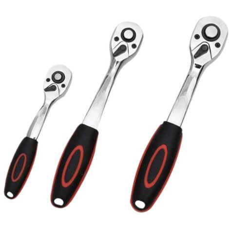 Set de 3 clés à cliquet 72 dents, 1/4", 3/8" et 1/2" pour auto et bricolage (1/5)