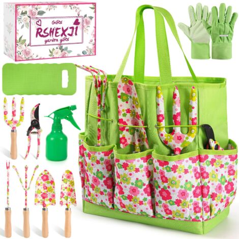 Kit de jardinage 10 pièces à motifs floraux, avec sac de rangement et accessoires (1/5)