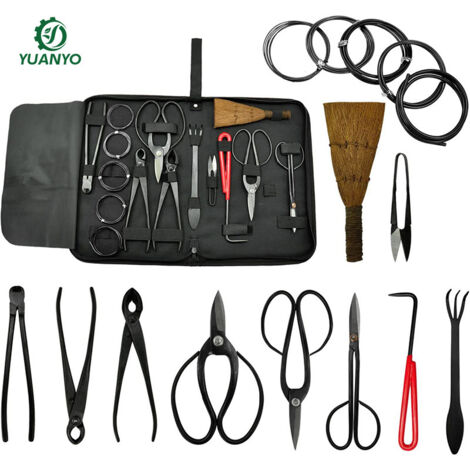 Kit de 12 outils pour bonsaïs en acier au carbone, ensemble complet de taille et d’entretien (1/5)