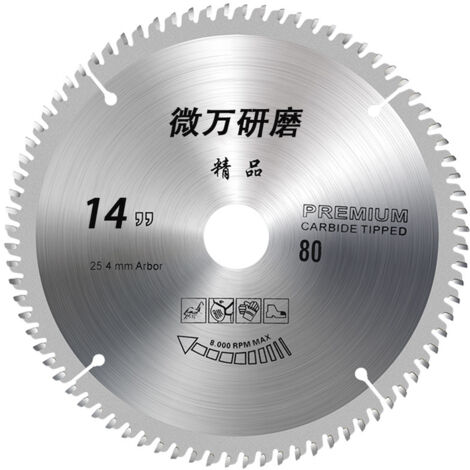 Lame de scie bois anti-clous, 12/14/16 pouces pour machine 2/3 phases. Premium 10 pouces 250, 80 dents, alésage 25,4mm + entretoise (1/5)