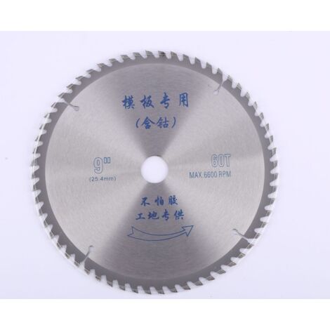 Lame de scie carbure 9 pouces 60 dents anti-clous, disque coupe bois pour meuleuse, alésage 25mm adaptable 20mm (1/5)