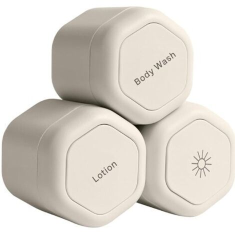 Boîte de rangement magnétique, ensemble de contenants de voyage 3 pièces, boîte à maquillage compacte couleur beige (1/4)