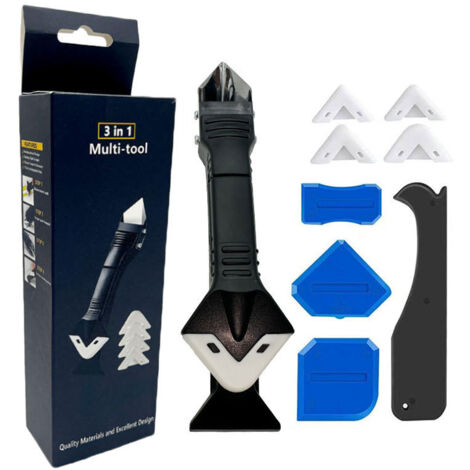 Outil multi-fonctions 3-en-1 pour joints silicone, grattoir en acier inoxydable (1/5)