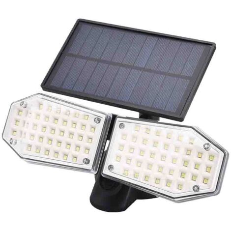 Lampe solaire murale 78 LED à double tête, détecteur de mouvement IP65, pour jardin et entrée (1/5)