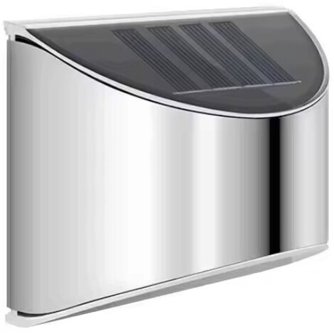 Lampe solaire murale en inox, étanche, pour clôtures, escaliers et jardin, lumière blanche (1/5)