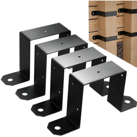 Supports de poteaux de clôture robustes, supports de fixation pour poteaux de terrasse, sangles métalliques en U pour poteaux en bois de 4 x 4 pouces