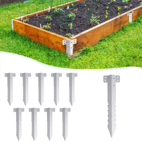 Supports pour petites traverses de chemin de fer, poteaux métalliques robustes, supports pour poteaux de clôture dentelés adaptés aux parterres surélevés de jardin