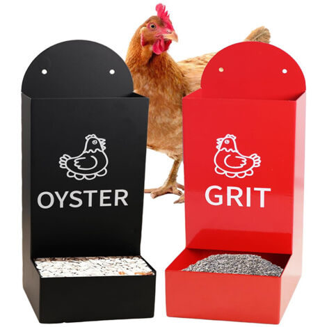 Mangeoire pour coquilles d'huîtres et gravier / Distributeur métallique de friandises pour poulets / Mangeoire automatique suspendue pour poulaillers (1/5)