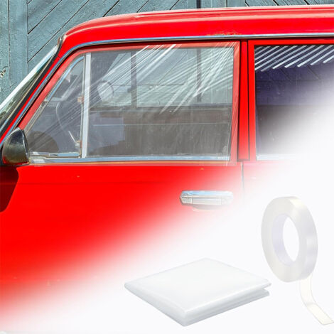 Film de protection transparent en PVC pour vitres de voiture, réparation temporaire de vitres de voiture, protection en attendant le remplacement d'une vitre cassée (1/5)