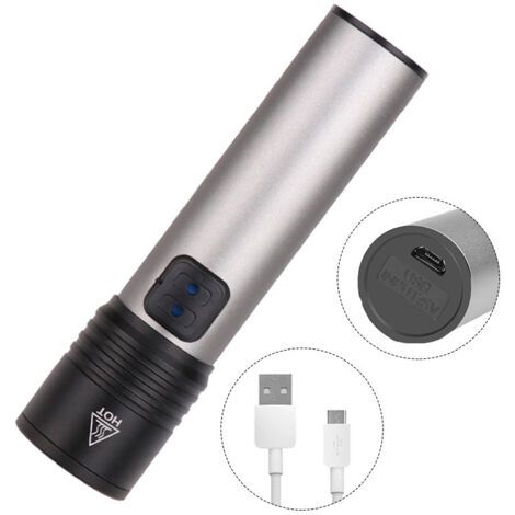 Nouvelle mini lampe torche T6LED rechargeable USB, télescopique et zoom, petite lampe torche portable pour la maison (1/5)