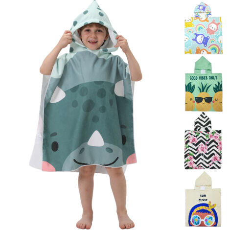 Cape enfant style dessin animé frais, peignoir de plage à séchage rapide, serviette de bain coupe-vent, idéale pour la plage et les sources thermales.