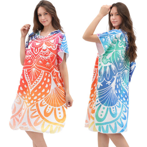 Cape bohème à séchage rapide, peignoir absorbant, serviette de bain à capuche, serviette de plage légère