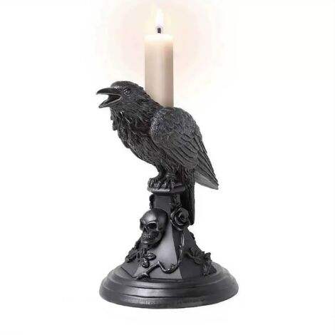 Bougeoir d'Halloween gothique en forme de hibou - Décoration artisanale en résine pour la maison ou le bureau (1/5)