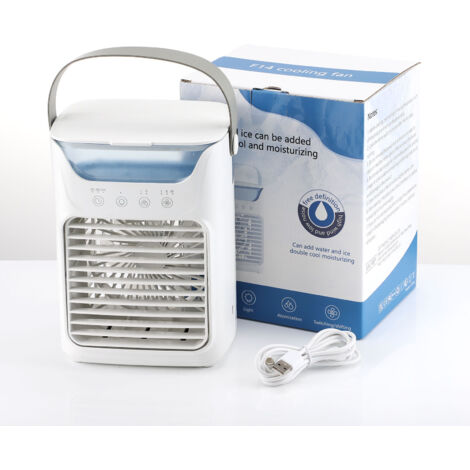 Ventilateur de bureau USB 2025 avec humidificateur, mini ventilateur portable, climatiseur (1/5)
