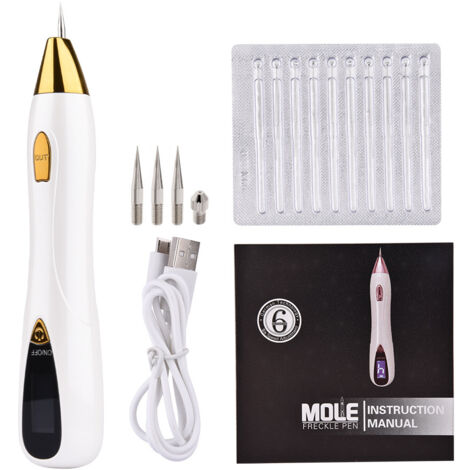 Outil pour enlever les taches de rousseur, stylo pour enlever les grains de beauté, instrument laser pour salon de beauté, stylo pour enlever les taches du visage à neuf vitesses et à visée ciblée (1/4)