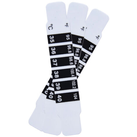 Autocollant thermomètre frontal pour bébé, matériau PET, écran LCD noir et blanc, thermomètre frontal pour enfants FH-747, 35-40℃ (dix pièces) (1/5)
