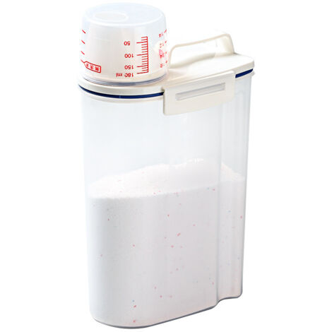 Seau à riz transparent blanc de 2,5 L de style japonais, idéal pour la cuisine et la maison. Grande capacité, fermeture hermétique à double boucle, anti-insectes et polyvalent. (1/3)