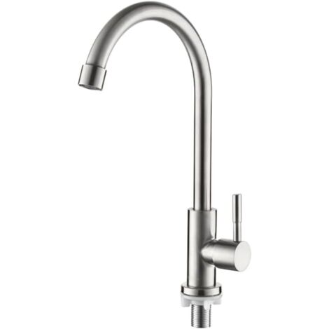 Robinet de cuisine pivotant à 360° en acier inoxydable pour eau froide simple (1/4)