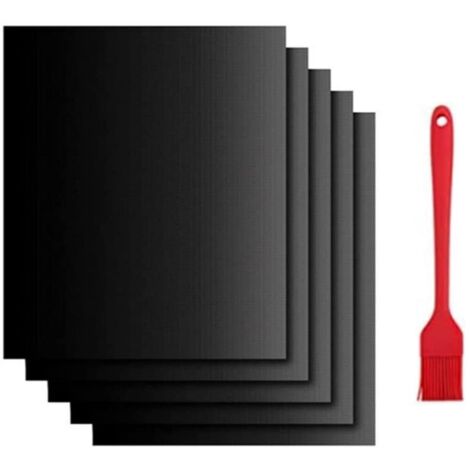 Ensemble de tapis de cuisson en fibre antiadhésive résistants aux hautes températures avec pinceau en silicone (1/5)
