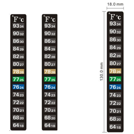 Thermomètre pour aquarium LCD, patch thermométrique à changement de couleur pour aquarium à tortues, mesure de la température de l'eau (18-34°C) (1/2)