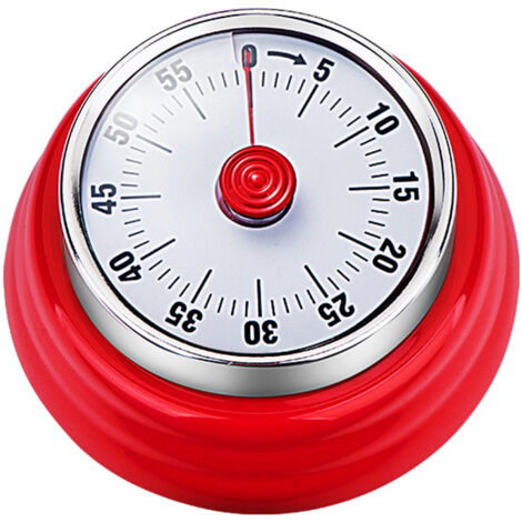 Minuteur de cuisine rotatif mécanique, minuteur de gestion du temps étudiant, minuteur de compte à rebours pour la pâtisserie (rouge) (1/4)