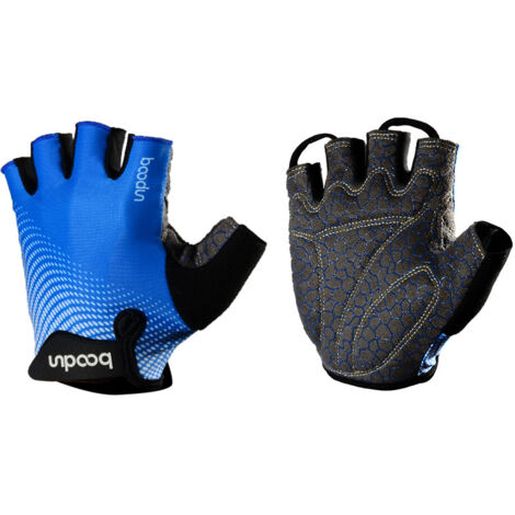 Gants de fitness Boden Outdoor, barre horizontale, anti-callosités, imprimé silicone antidérapant, demi-doigts, bleu S (1/5)
