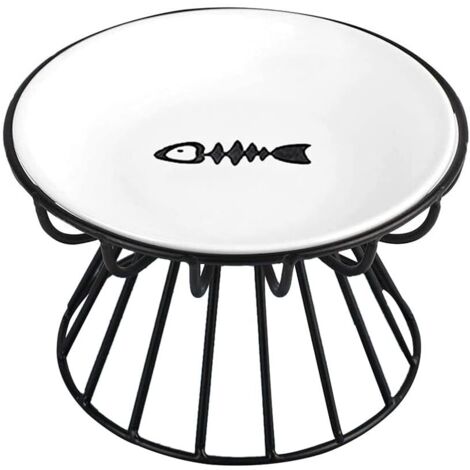 Gamelle surélevée en céramique pour chat avec support en métal, compatible lave-vaisselle, pour nourriture et eau. (1/5)