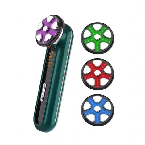 Appareil de beauté du visage à microcourants, appareil de lifting facial, masseur de peau pour le cou, raffermissement par LED, luminothérapie LED, rajeunissement par vibrations (1/5)