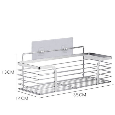 Étagère murale incurvée grand format en acier inoxydable 304, rangement sans perçage pour salle de bain et cuisine (1/5)