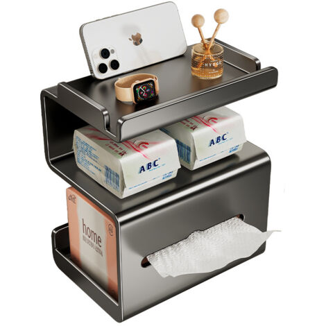 Porte-papier toilette 3 étages gris canon fixation adhésive (1/5)