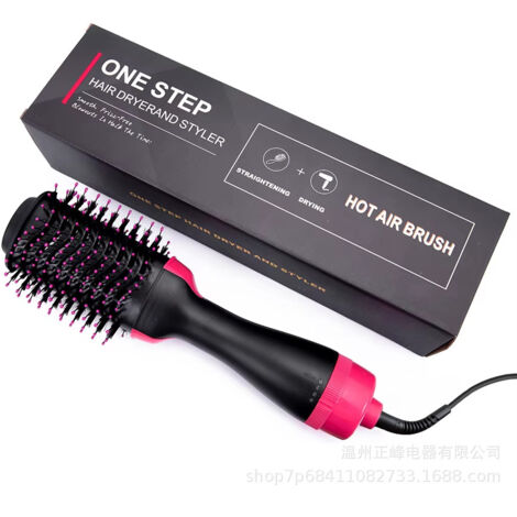 Brosse soufflante 3-en-1 bordeaux, coiffage ionique multifonction, séchoir, lisseur et boucleur cheveux (1/5)