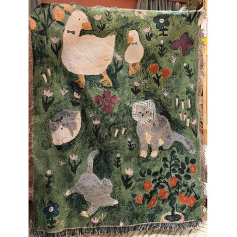 Couverture et tapisserie décorative chatons et canards, style coréen, 130×160 cm (1/5)