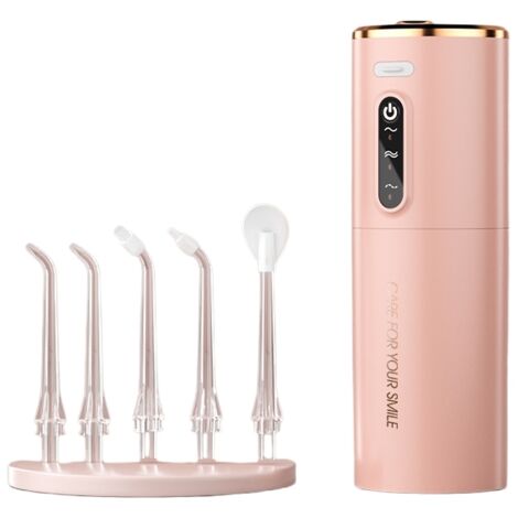 1 pièce - Nouveauté améliorée : Hydropulseur rose cerise, irrigateur buccal portable à impulsions pour nettoyage et détartrage dentaire (1/5)