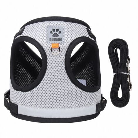 Harnais et laisse pour chat et petit chien, en maille respirante et réfléchissante, taille M (1/5)