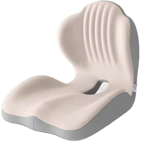 Coussin ergonomique forme L mémoire de forme gris clair, soutien lombaire polyvalent, soulage les douleurs du coccyx et du nerf sciatique (1/5)