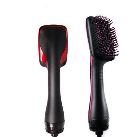 Brosse soufflante 2-en-1 rouge, sèche-cheveux multifonction, lisseur et boucleur, utilisation sèche et humide (1/5)