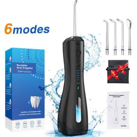 Un nouveau modèle ML16 d'hydropulseur portable sans fil noir, rechargeable par USB, doté d'une pompe silencieuse et d'une conception étanche IPX7 (1/5)