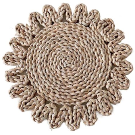 Lot de 2 dessous-de-plats tressés, motif fleur, en épi de maïs, pour table et cuisine (1/5)