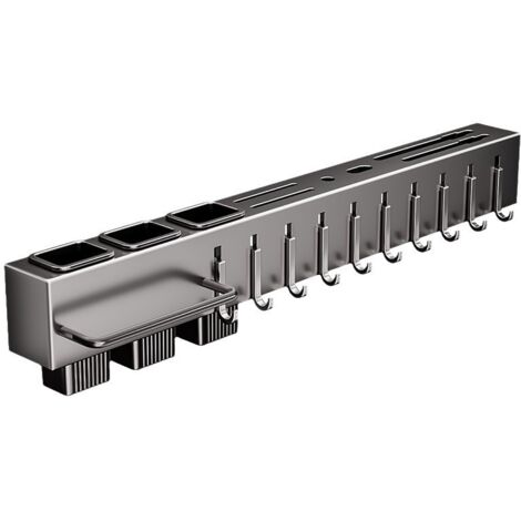 Support à couteaux gris canon 60cm sans perçage 3 porte-baguettes et 10 crochets (1/4)