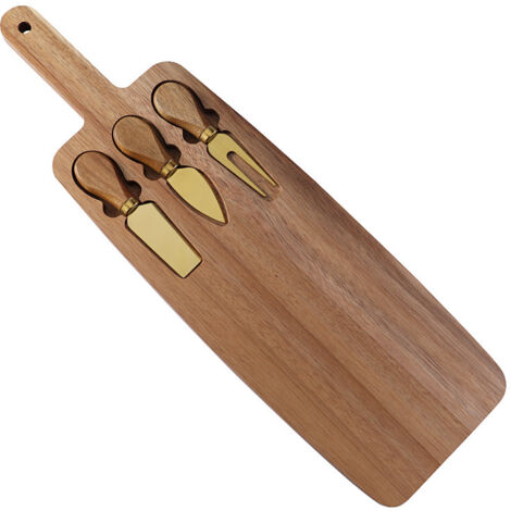 Ensemble plateau à fromage en bois d'acacia, planche à découper avec couteaux à fromage, plateau de service pour steak et fromage (1/5)
