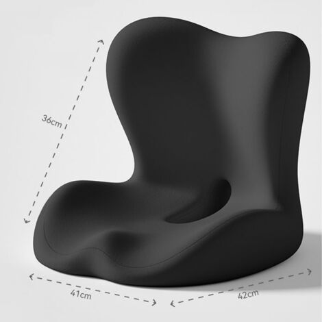 Coussin mémoire de forme modal noir, design moderne préformé, soutien lombaire et fessier, dimensions 41 x 42 x 36 cm, idéal bureau et salon (1/5)