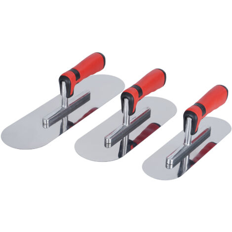Lot de 3 truelles rondes en acier inoxydable, pour enduction et finition murale (1/4)