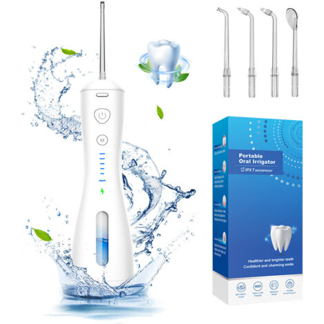 Un nouveau modèle ML16 d'hydropulseur portable sans fil blanc, rechargeable par USB, doté d'une pompe silencieuse et d'une conception étanche IPX7 (1/5)