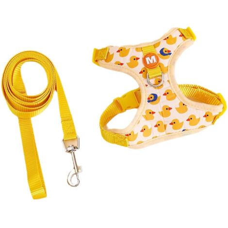 Harnais et laisse pour chat et petit chien, motif canard mignon, anti-évasion, ajustable (1/5)